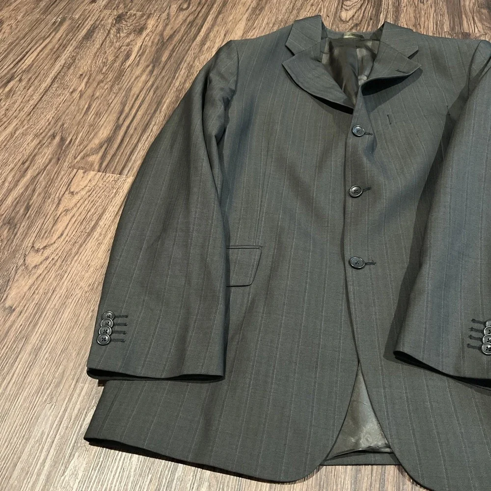 Mens Banana Republic Wool Sports Jacket 46R Gray Pin Striped Blazer